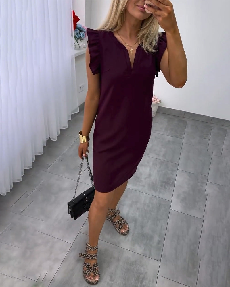 Flutter Sleeve Straight Dress
