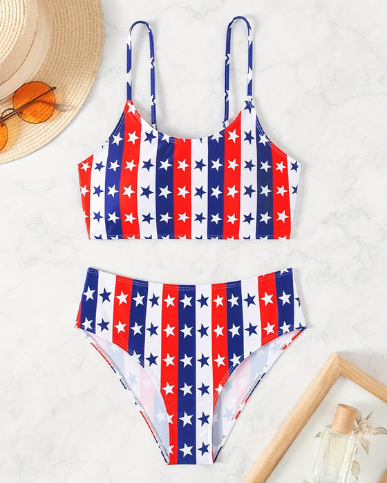 Stars And Stripes Print Bikini