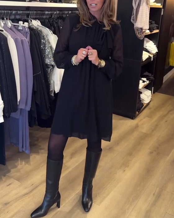 Solid color fashionable long sleeve dress
