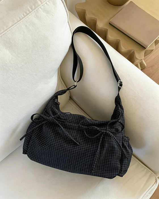 Bow Plaid Crossbody Bag