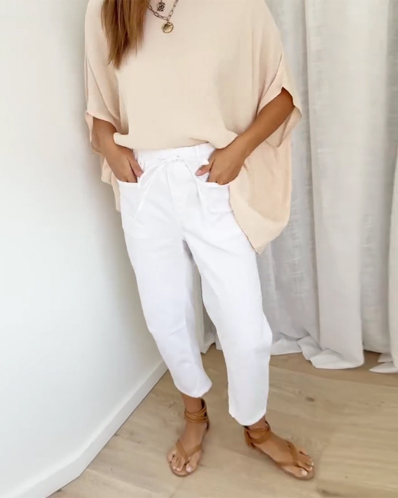 Denim Pocket Cropped Pants