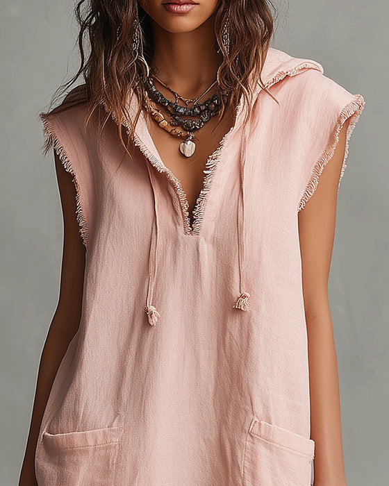 Sleeveless Hooded Short Dress