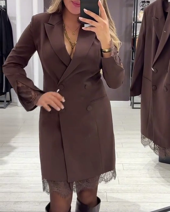 V-Neck Spliced Work Dress