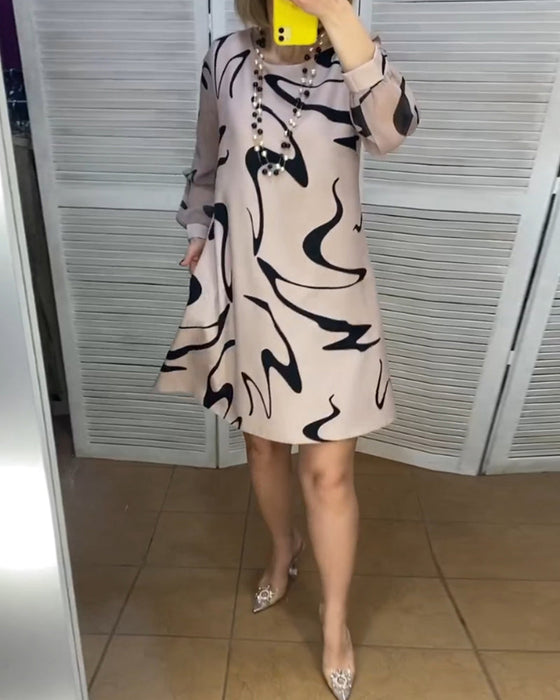 Simple printed round neck dress