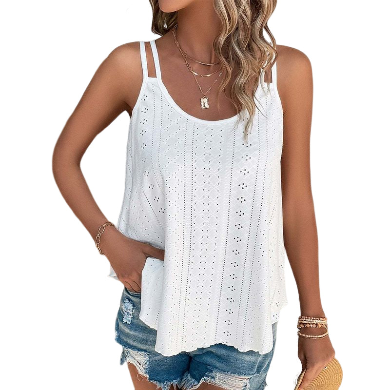 Solid Eyelet Embroidery Cami Top