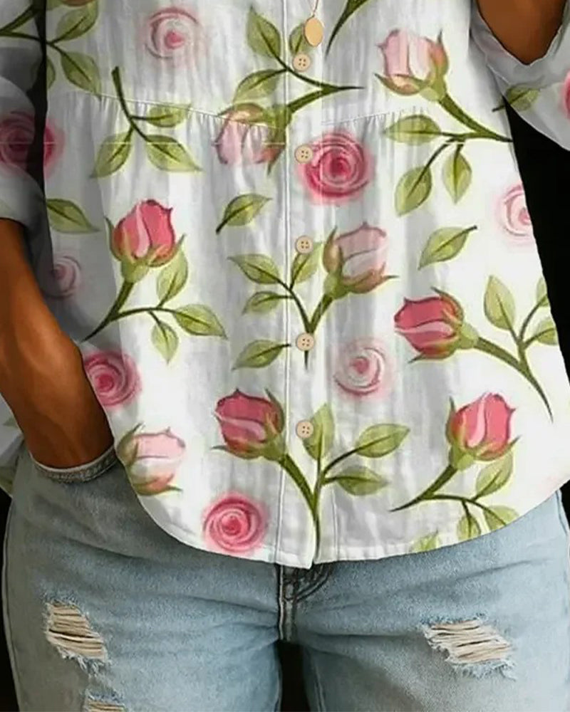Floral Print Loose Blouse