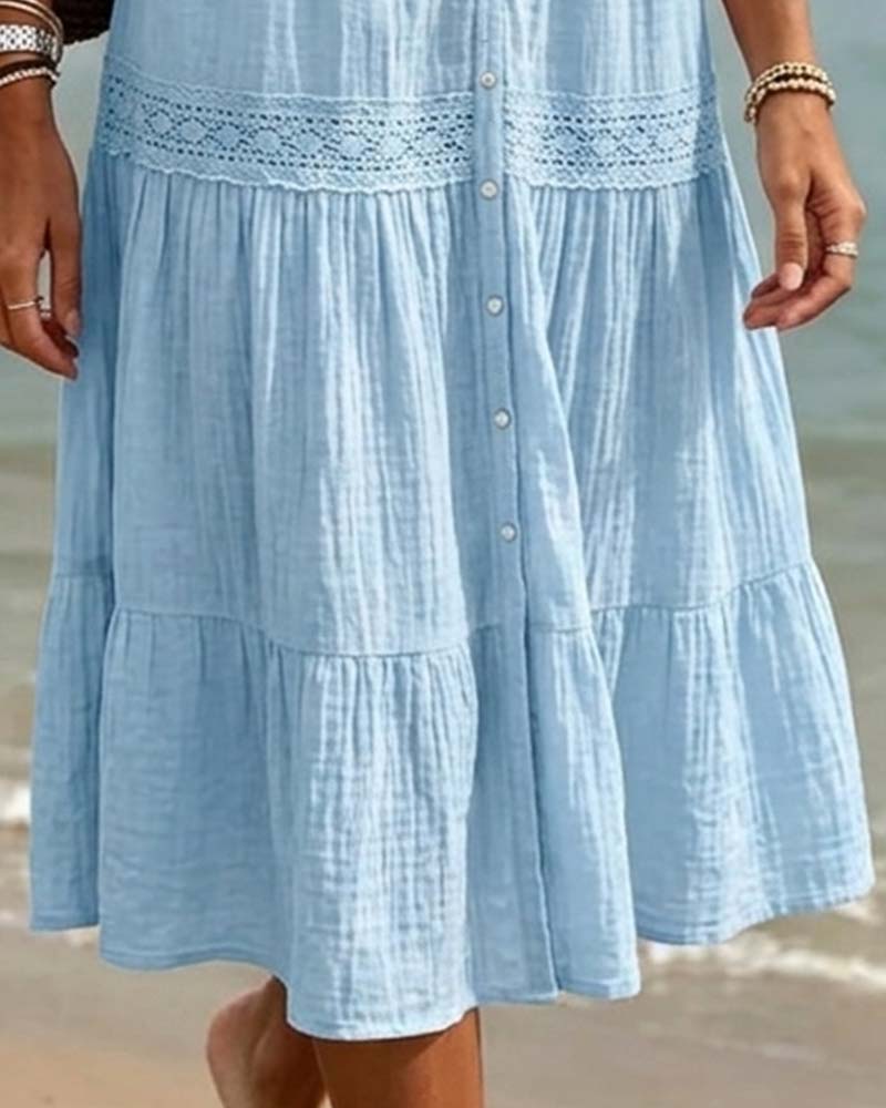 Textured Lace Tiered Long Dress