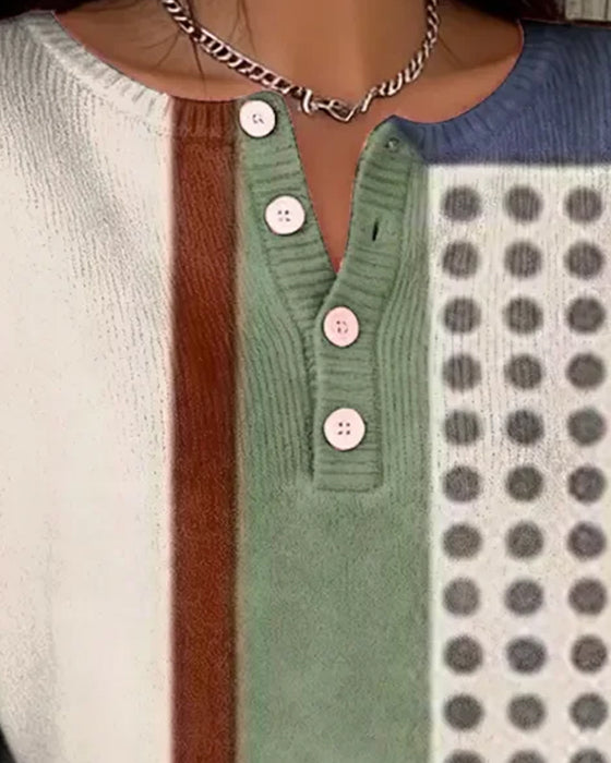 Long-Sleeved Color-Blocked Jumper