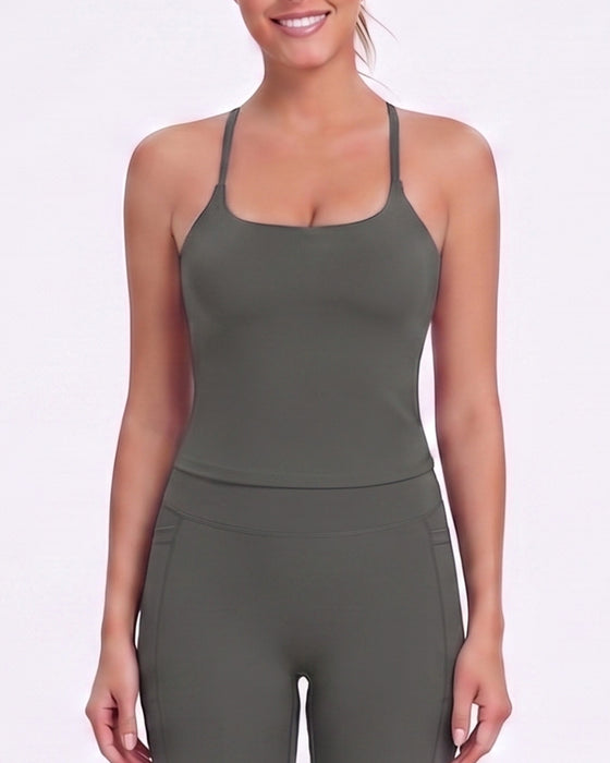 Back Cross Solid Cami Top