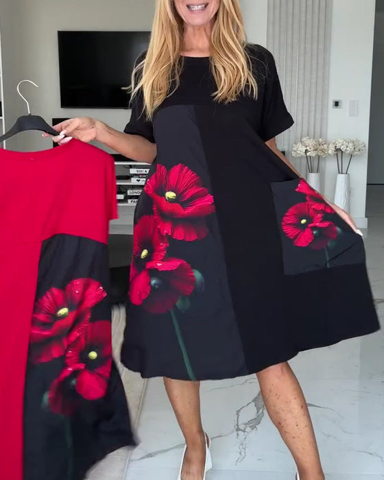 Stylish Floral Short Sleeve Dress