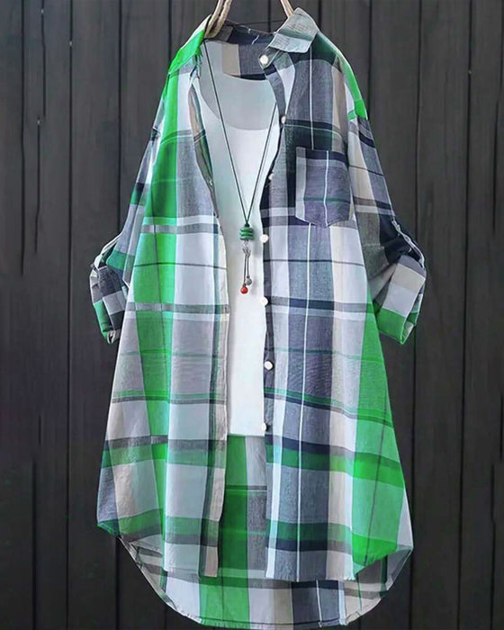 Casual Plaid Contrast Shirt