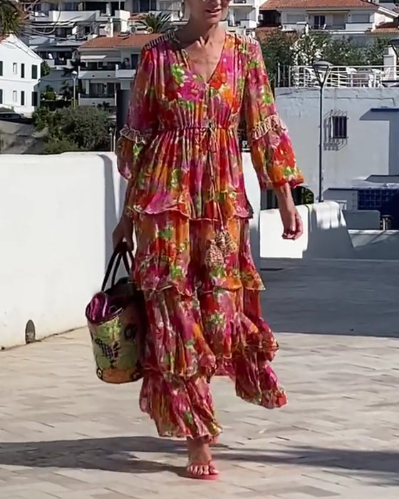 Ruffled V-Neck Dress