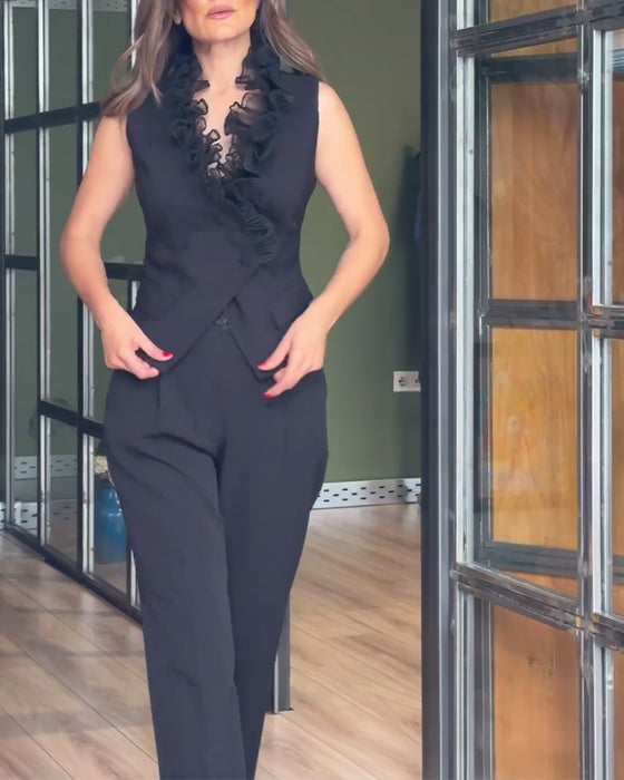 Slim Fit Ruffled Vest