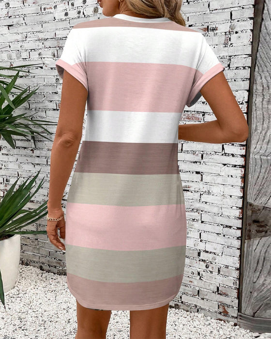 Short Sleeve Striped Casual Dress