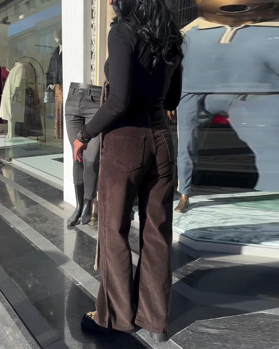 Corduroy Casual Wide Leg Pants