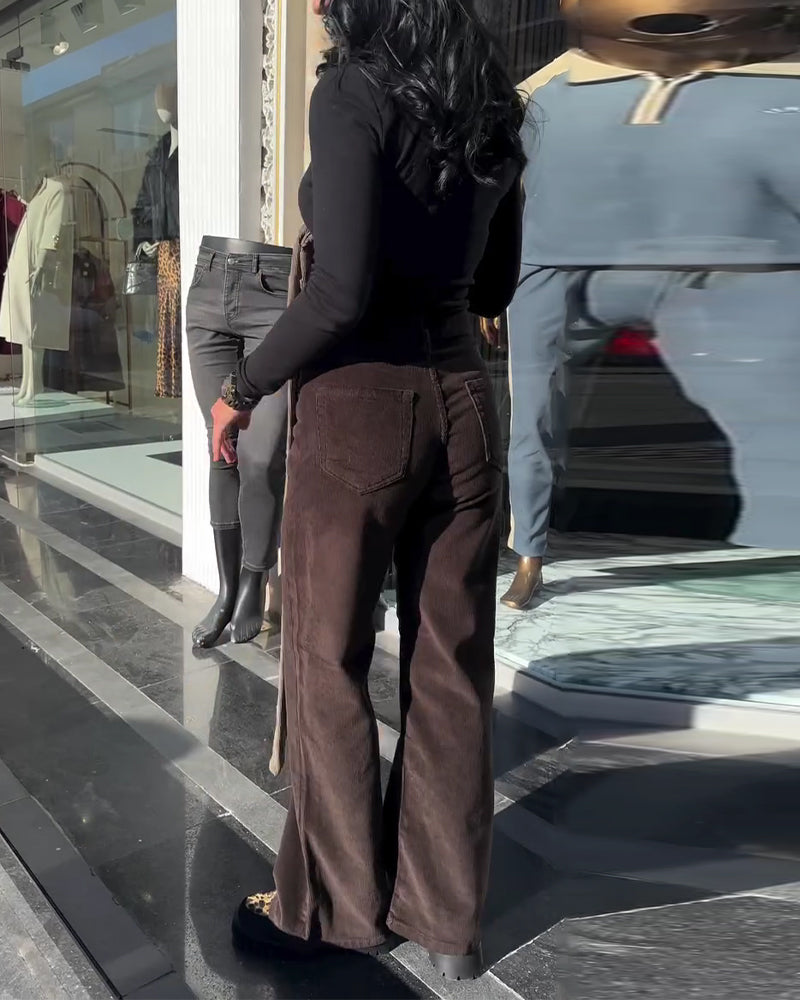 Corduroy Casual Wide Leg Pants