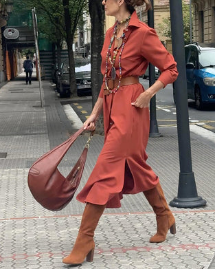 Slit Hem Shirt Dress