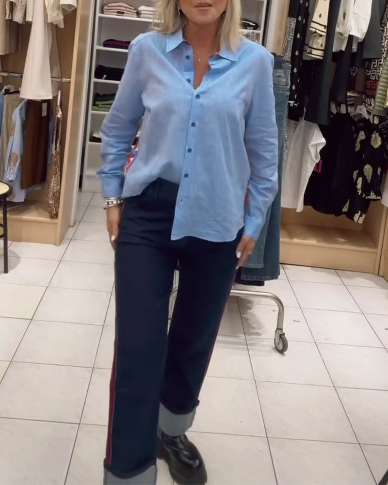 Lapel Long Sleeve Button Down Shirt