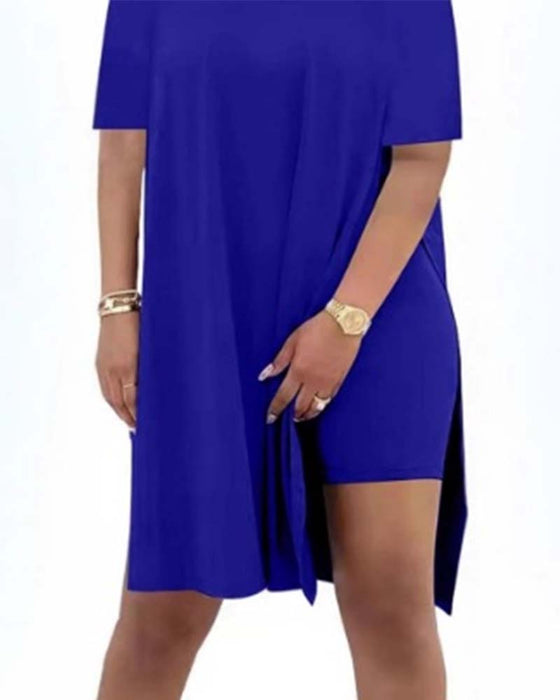 Solid Color Loose Short-Sleeve Pants Set