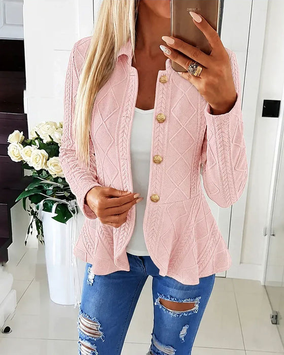 Button Casual Solid Coat