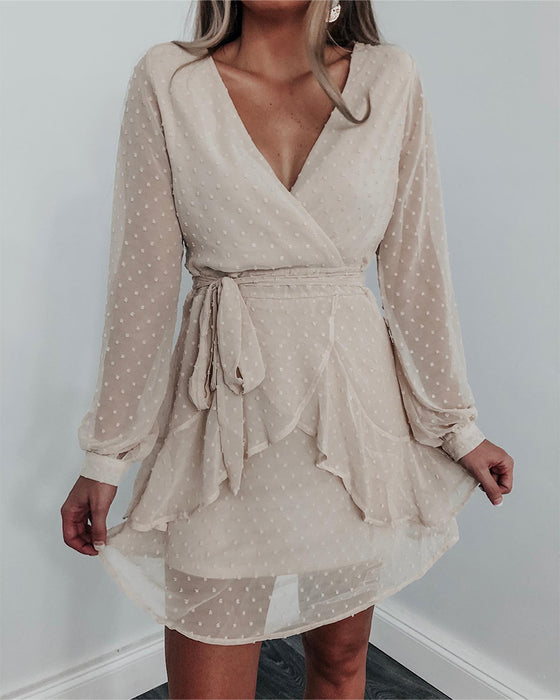 V-Neck Three-Dimensional Flower All-Match Dress