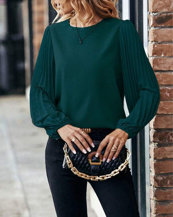 Solid pleated elegant top