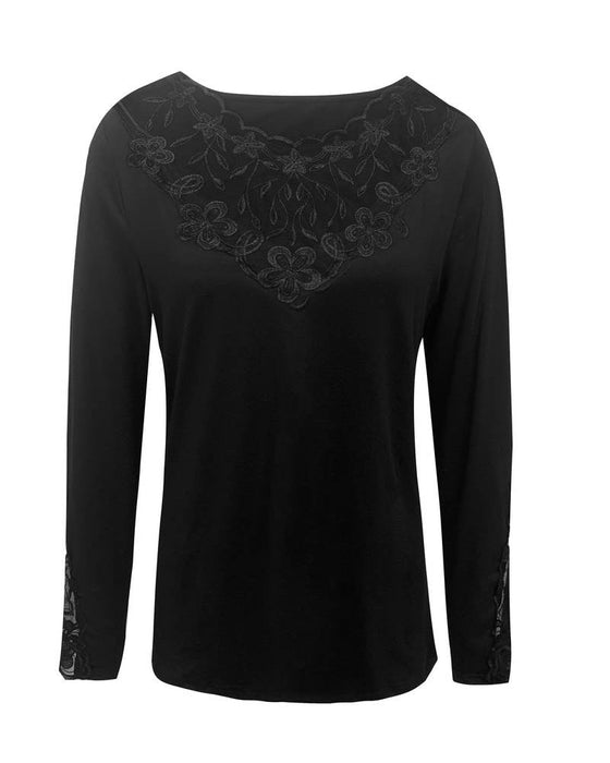 V-neck lace long-sleeved top