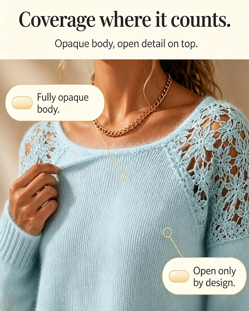 Cutout Lace Detail Patchwork Pullover