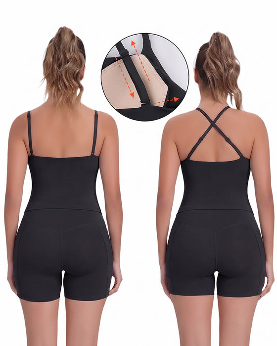 Back Cross Solid Cami Top