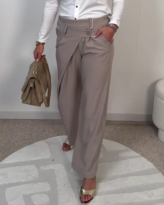 Casual Solid Color Irregular Pants