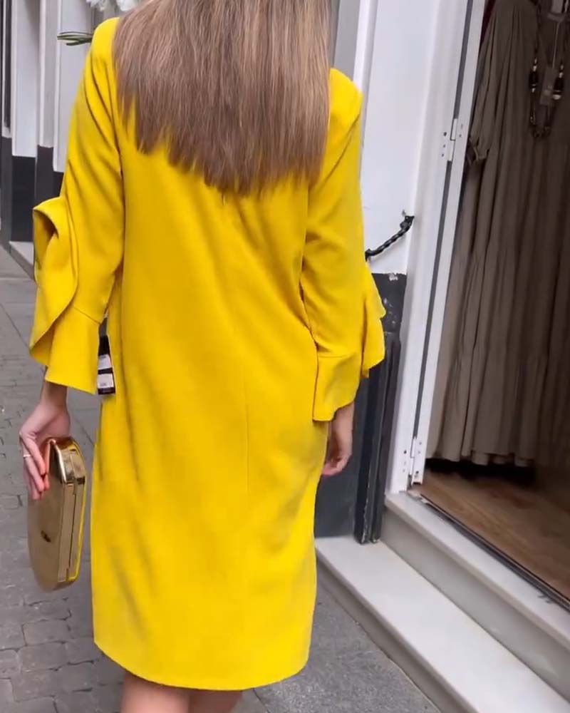 Ruffle Sleeve Shift Dress