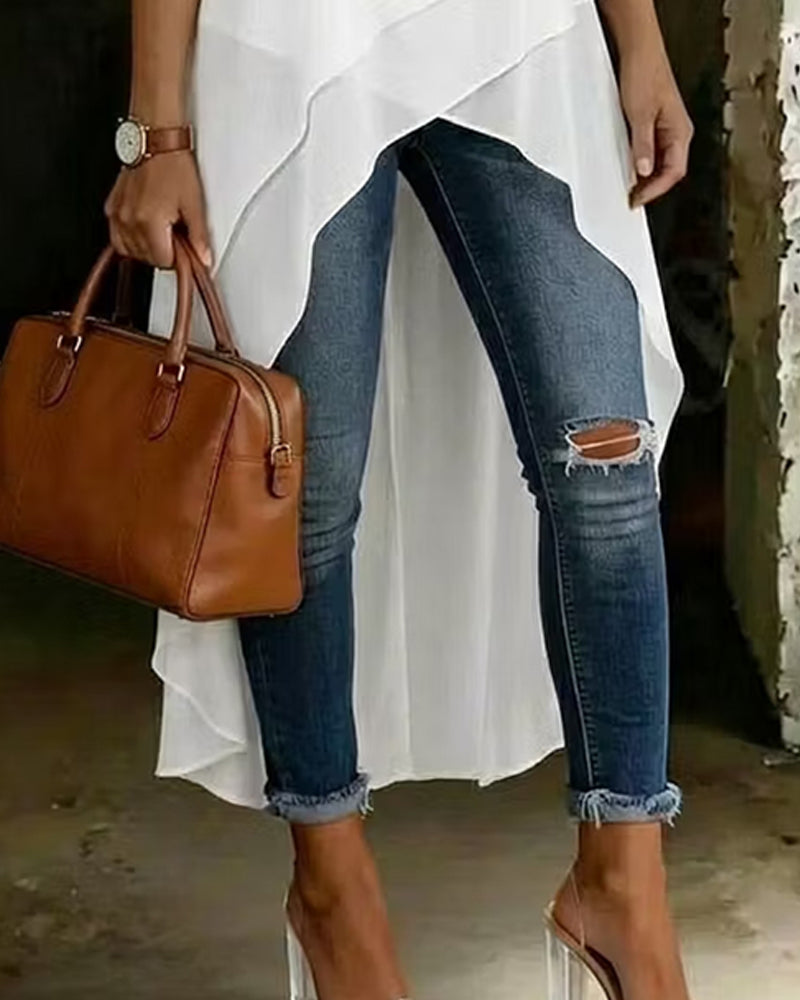 Irregular Double Layer Blouse