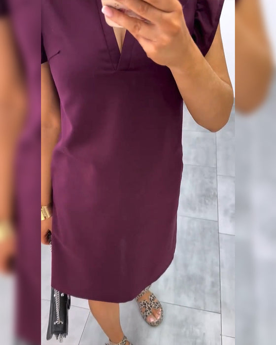 Flutter Sleeve Straight Dress