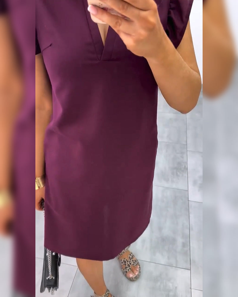 Flutter Sleeve Straight Dress