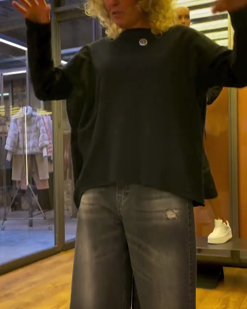 Loose Casual Solid Color Top