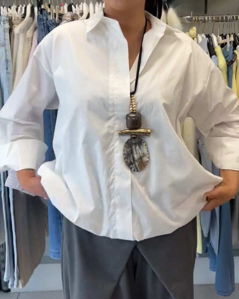 Solid Color Long-Sleeved Casual Shirt