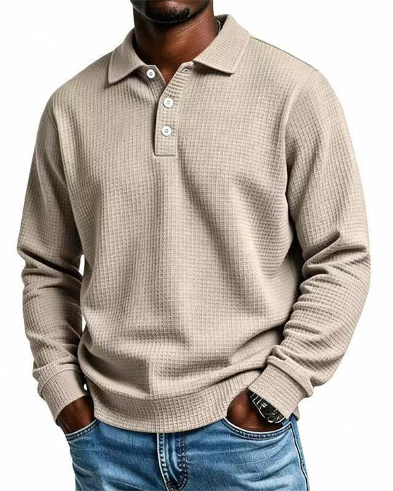 Men's Solid Color Lapel Top