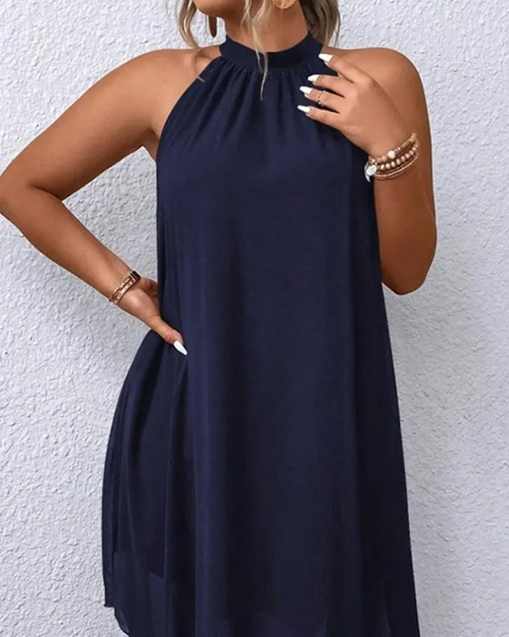 Sleeveless Halter Sophisticated Dress