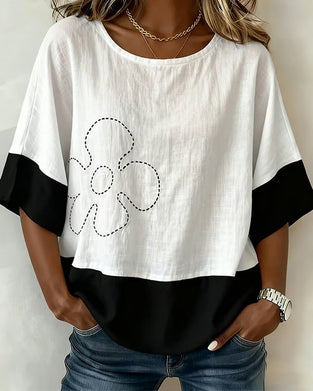 Color Block Floral Top