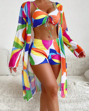Colorful Three-Piece Swimsuit