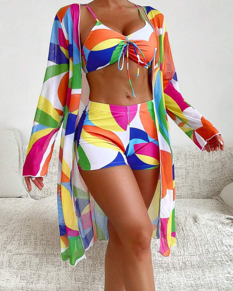Colorful Three-Piece Swimsuit