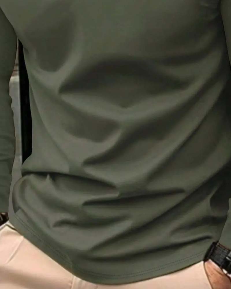 V-Neck Ribbed Solid Color Men's T-Shirt