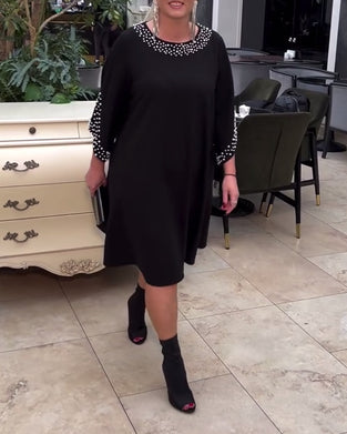 Fashion Beaded Loose Plus Size Dress