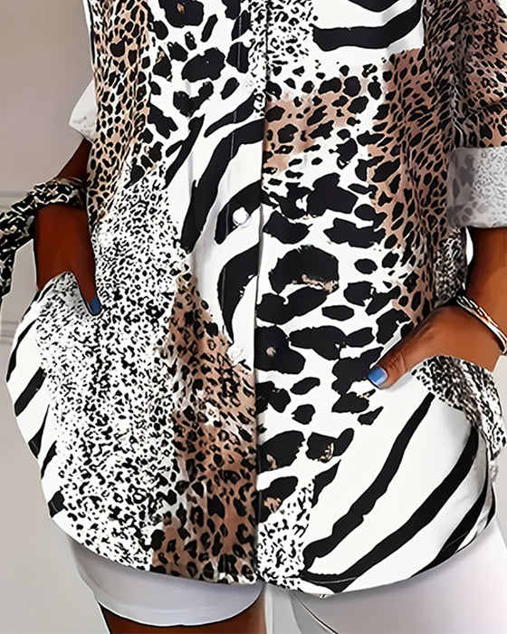 Zebra and Leopard Print Loose Blouse