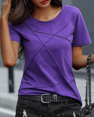 Round Neck Solid Color Slim Fit T-Shirt