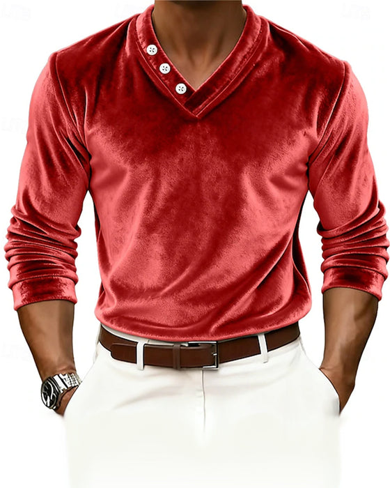 Men's Comfortable Velvet Long-Sleeve Top