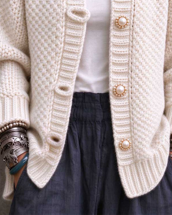Pearl Button Chunky Knit Cardigan