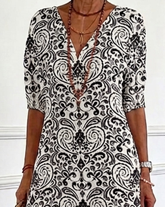 Vintage Floral V-Neck Maxi Dress