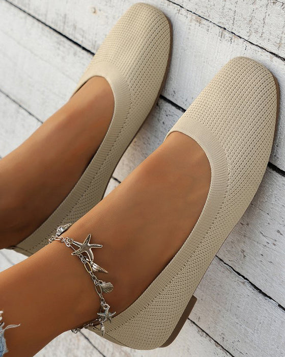 Round toe breathable flat shoes