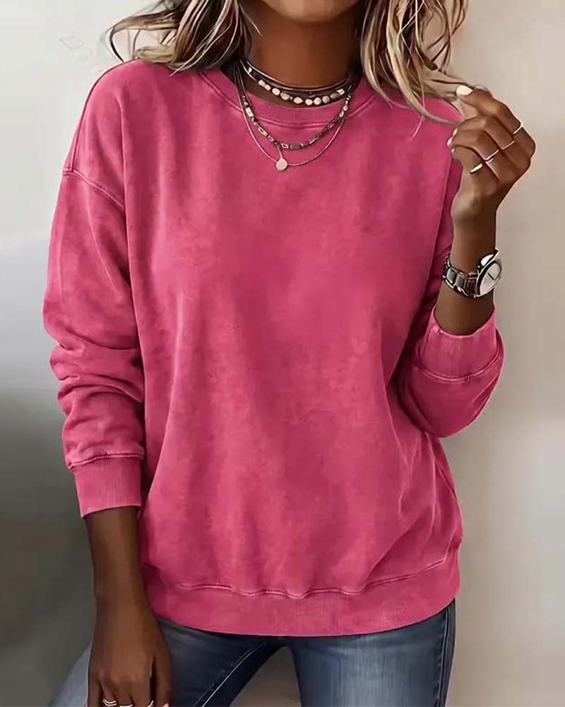 Crew Neck Drop Shoulder Long Sleeve Loose Sweatshirt